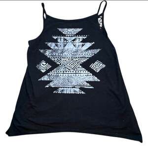 Roper Western Wear Black Aztec Geometric Print Crochet Back Tank Top Size M